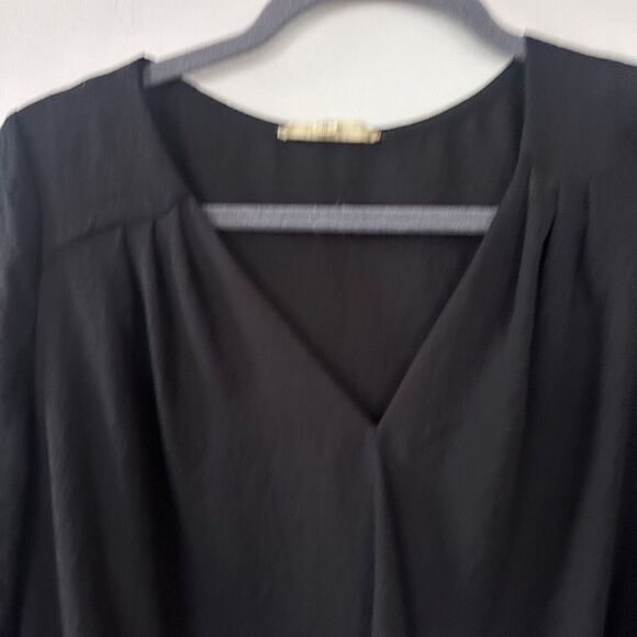 Alythea Wrap Front Sheer Black Blouse Oversized S - Picture 8 of 11